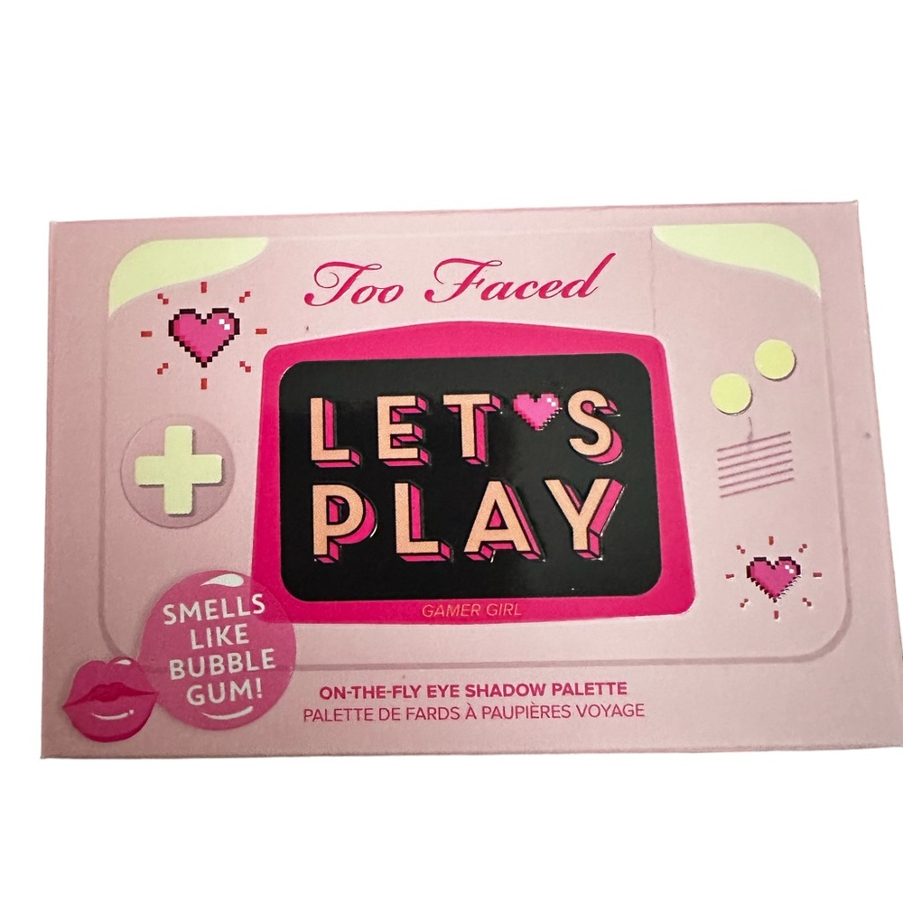 Too Faced LET'S PLAY On-the-Fly Eye Shadow Palette New in Box Bubble Gum Scented
